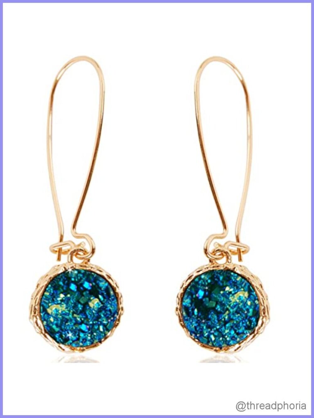 Boho Drop Dangle Earrings Gold Plated Acrylic Druzy 2 inch